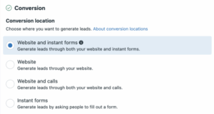 Website and Instant Forms Conversion Location